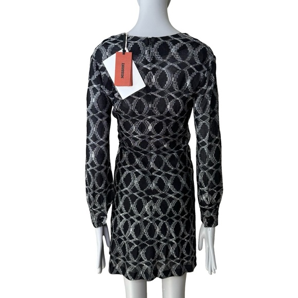 NWT MISSONI Tie-front Metallic
Mini Dress Black Silver Fit and Flare Size 38 - Picture 10 of 16
